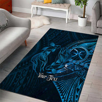 Personalised Polynesia Zodiac Pisces Area Rug Galaxy Polynesian Pattern Chest Tattoo Style LT14 - Polynesian Pride
