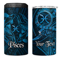 Personalised Polynesia Zodiac Pisces 4 in 1 Can Cooler Tumbler Galaxy Polynesian Pattern Chest Tattoo Style LT14 One Size: 16 oz Blue - Polynesian Pride