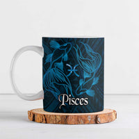 Personalised Polynesia Zodiac Pisces Ceramic Mug Galaxy Polynesian Pattern Chest Tattoo Style LT14 Blue - Polynesian Pride
