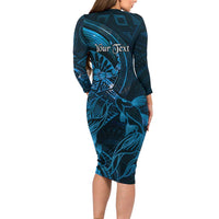 Personalised Polynesia Zodiac Pisces Family Matching Long Sleeve Bodycon Dress and Hawaiian Shirt Galaxy Polynesian Pattern Chest Tattoo Style