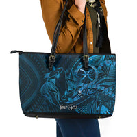 Personalised Polynesia Zodiac Pisces Leather Tote Bag Galaxy Polynesian Pattern Chest Tattoo Style LT14 - Polynesian Pride