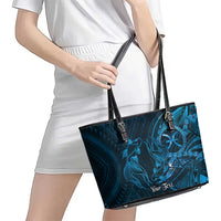 Personalised Polynesia Zodiac Pisces Leather Tote Bag Galaxy Polynesian Pattern Chest Tattoo Style LT14 - Polynesian Pride