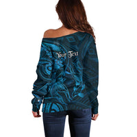 Personalised Polynesia Zodiac Pisces Off Shoulder Sweater Galaxy Polynesian Pattern Chest Tattoo Style LT14 - Polynesian Pride