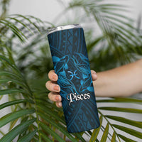 Personalised Polynesia Zodiac Pisces Skinny Tumbler Galaxy Polynesian Pattern Chest Tattoo Style LT14 - Polynesian Pride