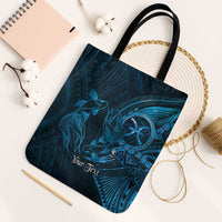 Personalised Polynesia Zodiac Pisces Tote Bag Galaxy Polynesian Pattern Chest Tattoo Style LT14 Black Strap One Size Blue - Polynesian Pride