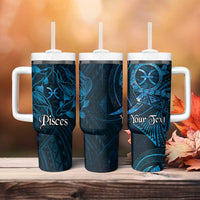 Personalised Polynesia Zodiac Pisces Tumbler With Handle Galaxy Polynesian Pattern Chest Tattoo Style LT14 - Polynesian Pride