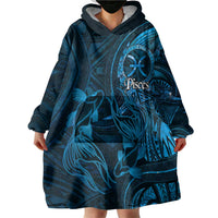 Personalised Polynesia Zodiac Pisces Wearable Blanket Hoodie Galaxy Polynesian Pattern Chest Tattoo Style LT14 - Polynesian Pride