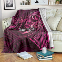 Personalised Polynesia Zodiac Libra Blanket Galaxy Polynesian Pattern Chest Tattoo Style LT14 Pink - Polynesian Pride