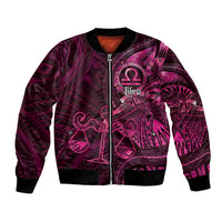 Personalised Polynesia Zodiac Libra Bomber Jacket Galaxy Polynesian Pattern Chest Tattoo Style LT14 Unisex Pink - Polynesian Pride
