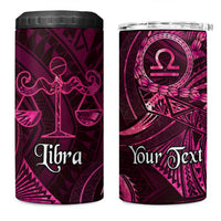 Personalised Polynesia Zodiac Libra 4 in 1 Can Cooler Tumbler Galaxy Polynesian Pattern Chest Tattoo Style LT14 One Size: 16 oz Pink - Polynesian Pride