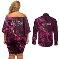 Personalised Polynesia Zodiac Libra Couples Matching Off Shoulder Short Dress and Long Sleeve Button Shirt Galaxy Polynesian Pattern Chest Tattoo Style LT14 - Polynesian Pride