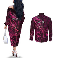 Personalised Polynesia Zodiac Libra Couples Matching Off The Shoulder Long Sleeve Dress and Long Sleeve Button Shirt Galaxy Polynesian Pattern Chest Tattoo Style LT14 - Polynesian Pride