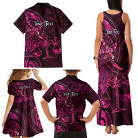 Personalised Polynesia Zodiac Libra Family Matching Tank Maxi Dress and Hawaiian Shirt Galaxy Polynesian Pattern Chest Tattoo Style