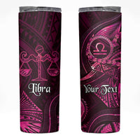 Personalised Polynesia Zodiac Libra Skinny Tumbler Galaxy Polynesian Pattern Chest Tattoo Style LT14 Pink - Polynesian Pride