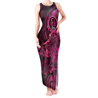 Personalised Polynesia Zodiac Libra Tank Maxi Dress Galaxy Polynesian Pattern Chest Tattoo Style LT14 Women Pink - Polynesian Pride
