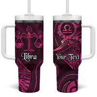 Personalised Polynesia Zodiac Libra Tumbler With Handle Galaxy Polynesian Pattern Chest Tattoo Style LT14 One Size: 40 oz Pink - Polynesian Pride