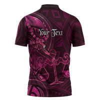 Personalised Polynesia Zodiac Libra Zipper Polo Shirt Galaxy Polynesian Pattern Chest Tattoo Style LT14 - Polynesian Pride