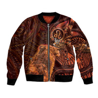 Personalised Polynesia Zodiac Leo Bomber Jacket Galaxy Polynesian Pattern Chest Tattoo Style LT14 Unisex Orange - Polynesian Pride