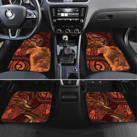 Personalised Polynesia Zodiac Leo Car Mats Galaxy Polynesian Pattern Chest Tattoo Style LT14 Set 4pcs Orange - Polynesian Pride