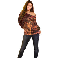 Personalised Polynesia Zodiac Leo Off Shoulder Sweater Galaxy Polynesian Pattern Chest Tattoo Style LT14 - Polynesian Pride