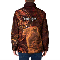 Personalised Polynesia Zodiac Leo Padded Jacket Galaxy Polynesian Pattern Chest Tattoo Style