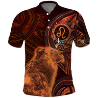 Personalised Polynesia Zodiac Leo Polo Shirt Galaxy Polynesian Pattern Chest Tattoo Style LT14 Orange - Polynesian Pride
