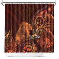 Personalised Polynesia Zodiac Leo Shower Curtain Galaxy Polynesian Pattern Chest Tattoo Style LT14 Orange - Polynesian Pride