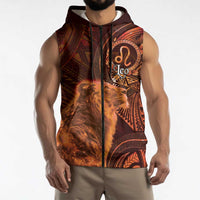 Personalised Polynesia Zodiac Leo Sleeveless Zip Hoodie Galaxy Polynesian Pattern Chest Tattoo Style LT14 - Polynesian Pride