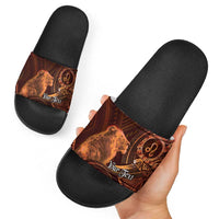 Personalised Polynesia Zodiac Leo Slide Sandals Galaxy Polynesian Pattern Chest Tattoo Style LT14 - Polynesian Pride