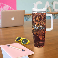 Personalised Polynesia Zodiac Leo Tumbler With Handle Galaxy Polynesian Pattern Chest Tattoo Style LT14 - Polynesian Pride