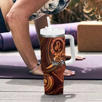 Personalised Polynesia Zodiac Leo Tumbler With Handle Galaxy Polynesian Pattern Chest Tattoo Style LT14 - Polynesian Pride