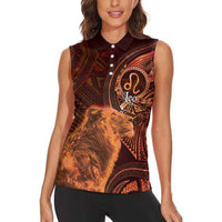 Personalised Polynesia Zodiac Leo Women Sleeveless Polo Shirt Galaxy Polynesian Pattern Chest Tattoo Style LT14 - Polynesian Pride