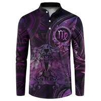 Personalised Polynesia Zodiac Virgo Button Sweatshirt Galaxy Polynesian Pattern Chest Tattoo Style LT14 Purple - Polynesian Pride