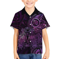 Personalised Polynesia Zodiac Virgo Family Matching Long Sleeve Bodycon Dress and Hawaiian Shirt Galaxy Polynesian Pattern Chest Tattoo Style