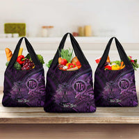 Personalised Polynesia Zodiac Virgo Grocery Bag Galaxy Polynesian Pattern Chest Tattoo Style LT14 3-pack One Size Purple - Polynesian Pride