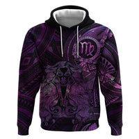 Personalised Polynesia Zodiac Virgo Hoodie Galaxy Polynesian Pattern Chest Tattoo Style LT14 Pullover Hoodie Purple - Polynesian Pride