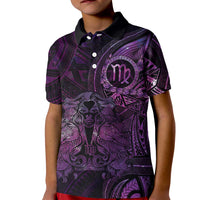 Personalised Polynesia Zodiac Virgo Kid Polo Shirt Galaxy Polynesian Pattern Chest Tattoo Style LT14 Kid Purple - Polynesian Pride