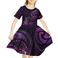 Personalised Polynesia Zodiac Virgo Kid Short Sleeve Dress Galaxy Polynesian Pattern Chest Tattoo Style LT14 - Polynesian Pride