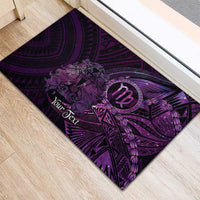 Personalised Polynesia Zodiac Virgo Rubber Doormat Galaxy Polynesian Pattern Chest Tattoo Style LT14 - Polynesian Pride