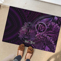 Personalised Polynesia Zodiac Virgo Rubber Doormat Galaxy Polynesian Pattern Chest Tattoo Style LT14 - Polynesian Pride