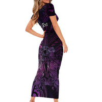 Personalised Polynesia Zodiac Virgo Short Sleeve Bodycon Dress Galaxy Polynesian Pattern Chest Tattoo Style LT14 - Polynesian Pride