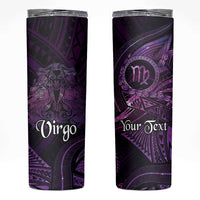 Personalised Polynesia Zodiac Virgo Skinny Tumbler Galaxy Polynesian Pattern Chest Tattoo Style LT14 Purple - Polynesian Pride