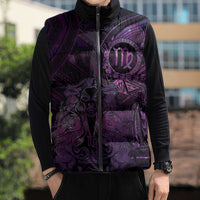 Personalised Polynesia Zodiac Virgo Sleeveless Puffer Jacket Galaxy Polynesian Pattern Chest Tattoo Style LT14 - Polynesian Pride
