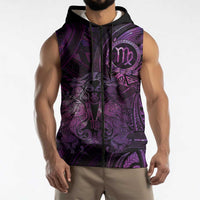 Personalised Polynesia Zodiac Virgo Sleeveless Zip Hoodie Galaxy Polynesian Pattern Chest Tattoo Style LT14 - Polynesian Pride