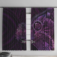Personalised Polynesia Zodiac Virgo Window Curtain Galaxy Polynesian Pattern Chest Tattoo Style LT14 With Hooks Purple - Polynesian Pride
