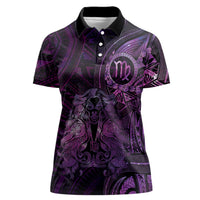 Personalised Polynesia Zodiac Virgo Women Polo Shirt Galaxy Polynesian Pattern Chest Tattoo Style LT14 Female Purple - Polynesian Pride