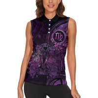 Personalised Polynesia Zodiac Virgo Women Sleeveless Polo Shirt Galaxy Polynesian Pattern Chest Tattoo Style LT14 - Polynesian Pride