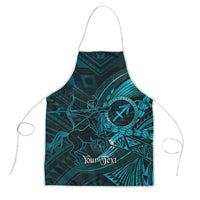 Personalised Polynesia Zodiac Sagittarius Apron Galaxy Polynesian Pattern Chest Tattoo Style LT14 Cyan - Polynesian Pride