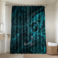 Personalised Polynesia Zodiac Sagittarius Bathroom Set Galaxy Polynesian Pattern Chest Tattoo Style LT14 Shower Curtain Only Cyan - Polynesian Pride