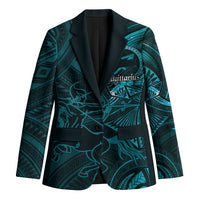 Personalised Polynesia Zodiac Sagittarius Blazer Galaxy Polynesian Pattern Chest Tattoo Style LT14 Unisex Cyan - Polynesian Pride